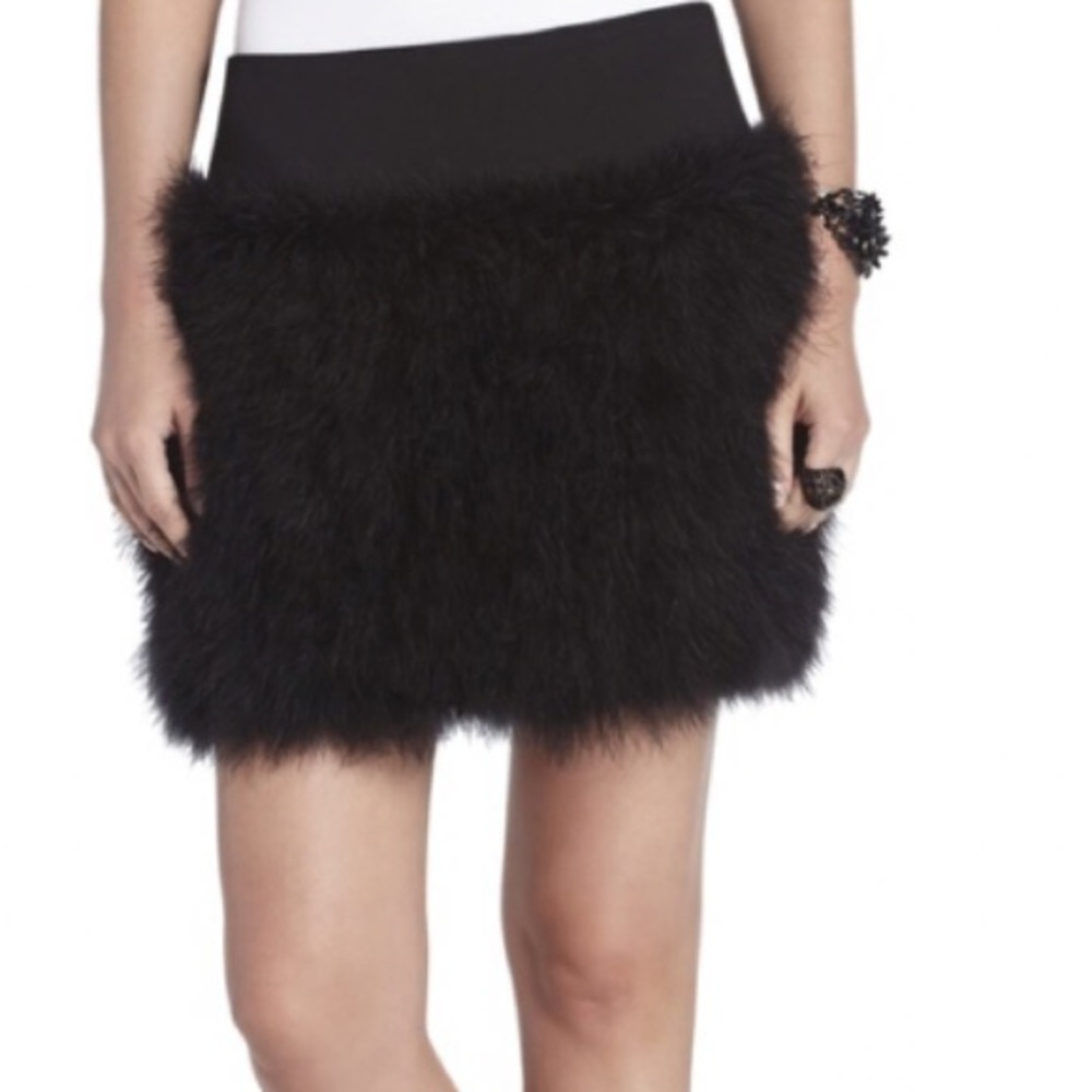 BCBG Michaela Black Feather Mini Skirt Size Small